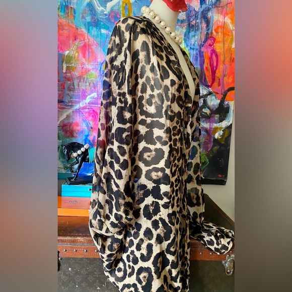 Classic LEOPARD Print Sheer Beach Bathing suit Cover up Shrug π€π€π€π - Picture 3 of 6